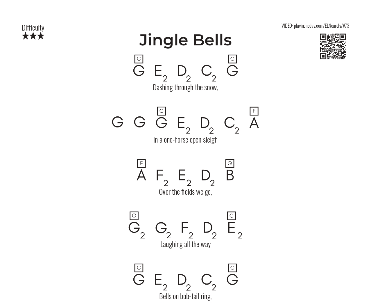 Jingle Bells letter notes piano